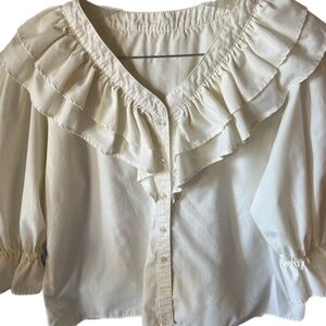 Preppy CottageCore prairie country western Ruffle Amish blouse